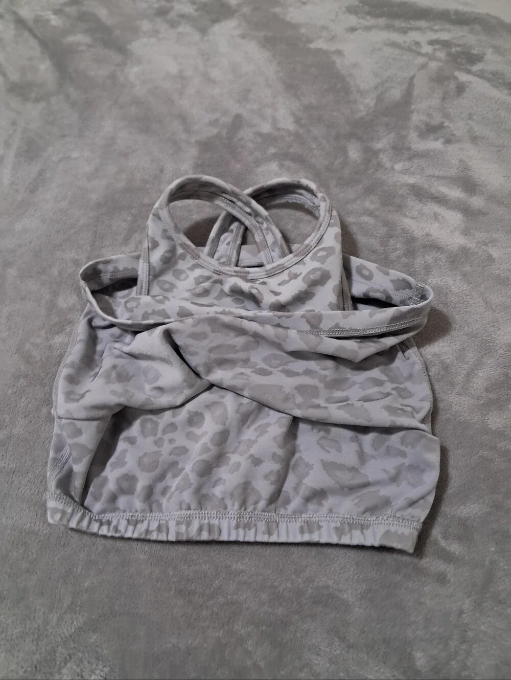 Beyond Yoga Gray Leopard Print Cropped Tank - Women's Sports Bra Style Sz. S